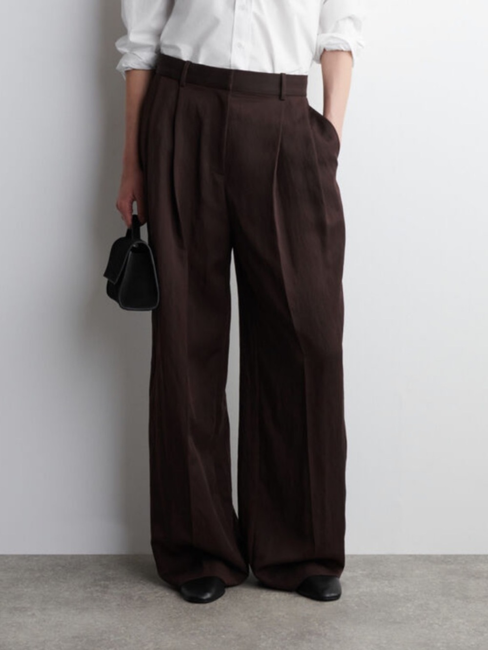 COS Wide-Leg Trousers in Dark Brown
